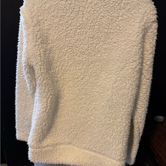 White Fuzzy Sweater with Black sequin LOVE Letters Sz S oversized - Picture 4 of 5